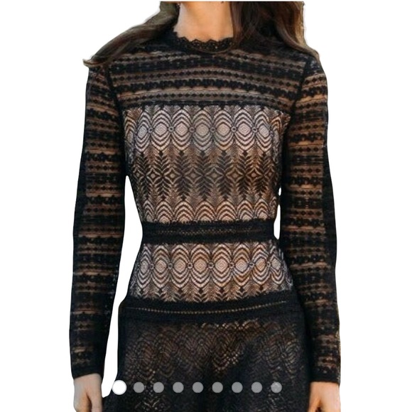 Francesca's Kenna Collection Lace A-Line Mini Black Lace Dress Holiday Dress Med - Picture 2 of 16